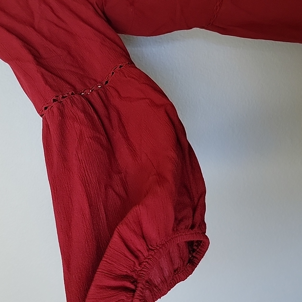 AEO Cutwork XL Cranberry Lace Front Back Detail Boho Dress - Picture 5 of 12